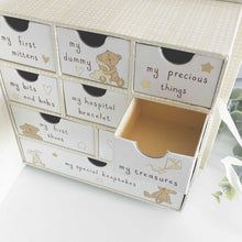 Load image into Gallery viewer, Button Corner Teddy Bear Keepsake Box With Drawers
