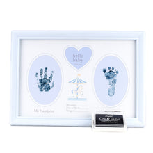 Load image into Gallery viewer, Welcome To The World Baby Boy Hand &amp; Foot Print Frame + Inkpad
