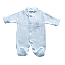 Load image into Gallery viewer, Incubator Velour &#39;Rock a by baby&#39; Baby Grow - Blue
