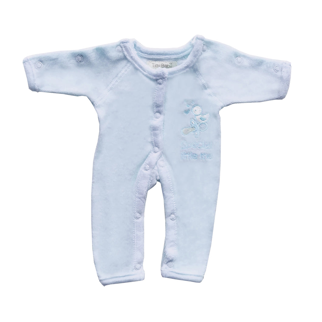 Incubator Velour 'Special Little Me' Baby Grow - Blue