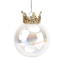 Load image into Gallery viewer, Silver Glass Iridescent bauble with Crown
